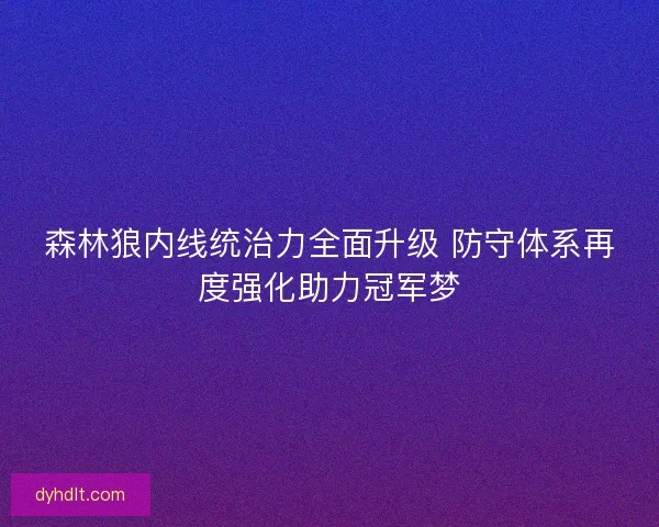 森林狼内线统治力全面升级 防守体系再度强化助力冠军梦