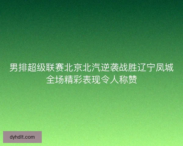 男排超级联赛北京北汽逆袭战胜辽宁凤城全场精彩表现令人称赞