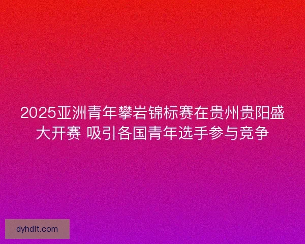 2025亚洲青年攀岩锦标赛在贵州贵阳盛大开赛 吸引各国青年选手参与竞争